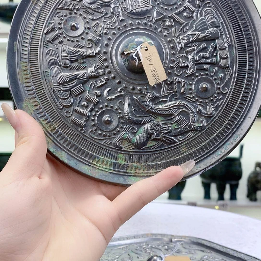 涛***子有机玻璃仙人车马转铜镜