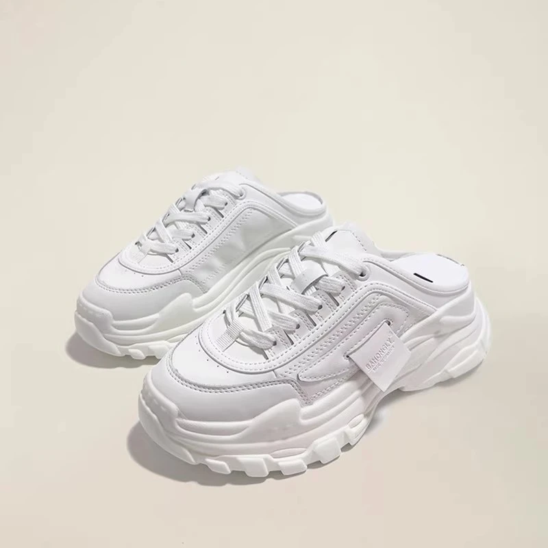 复古老爹鞋外穿休闲厚底增高懒人包头半拖老爹鞋737-10