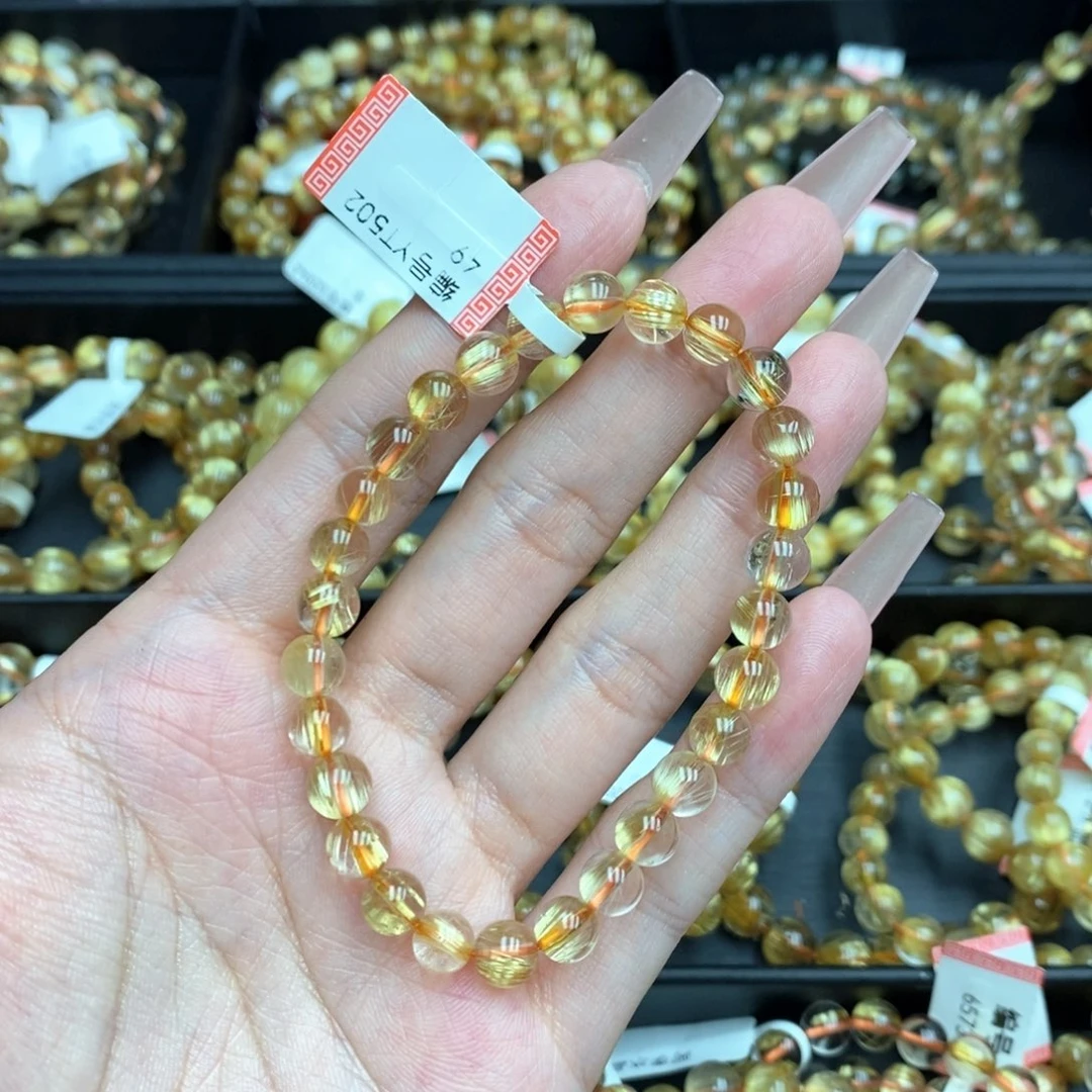 风***起发晶手串未镶嵌阿李水晶钛晶YT50249J