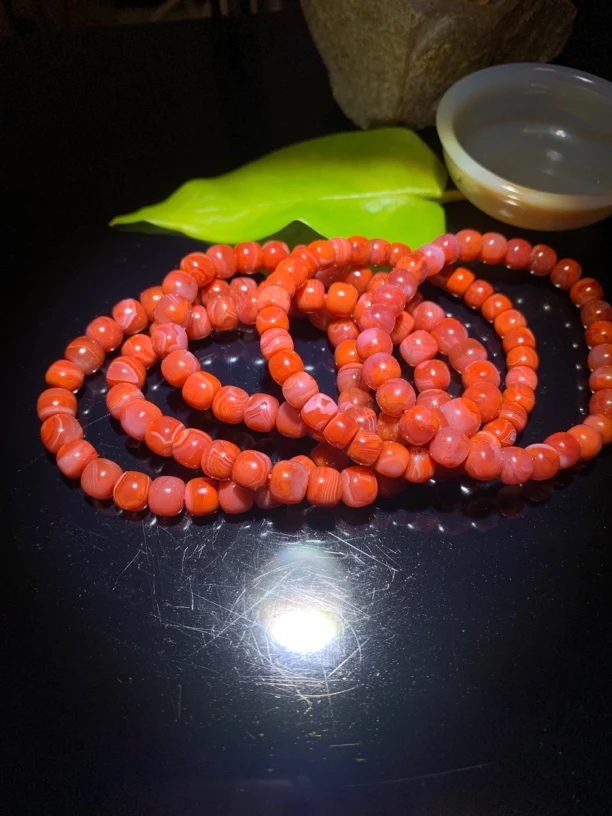 南红瓦西 老型手串【直径7左右】，多样性发一佩戴保养天然满肉红润