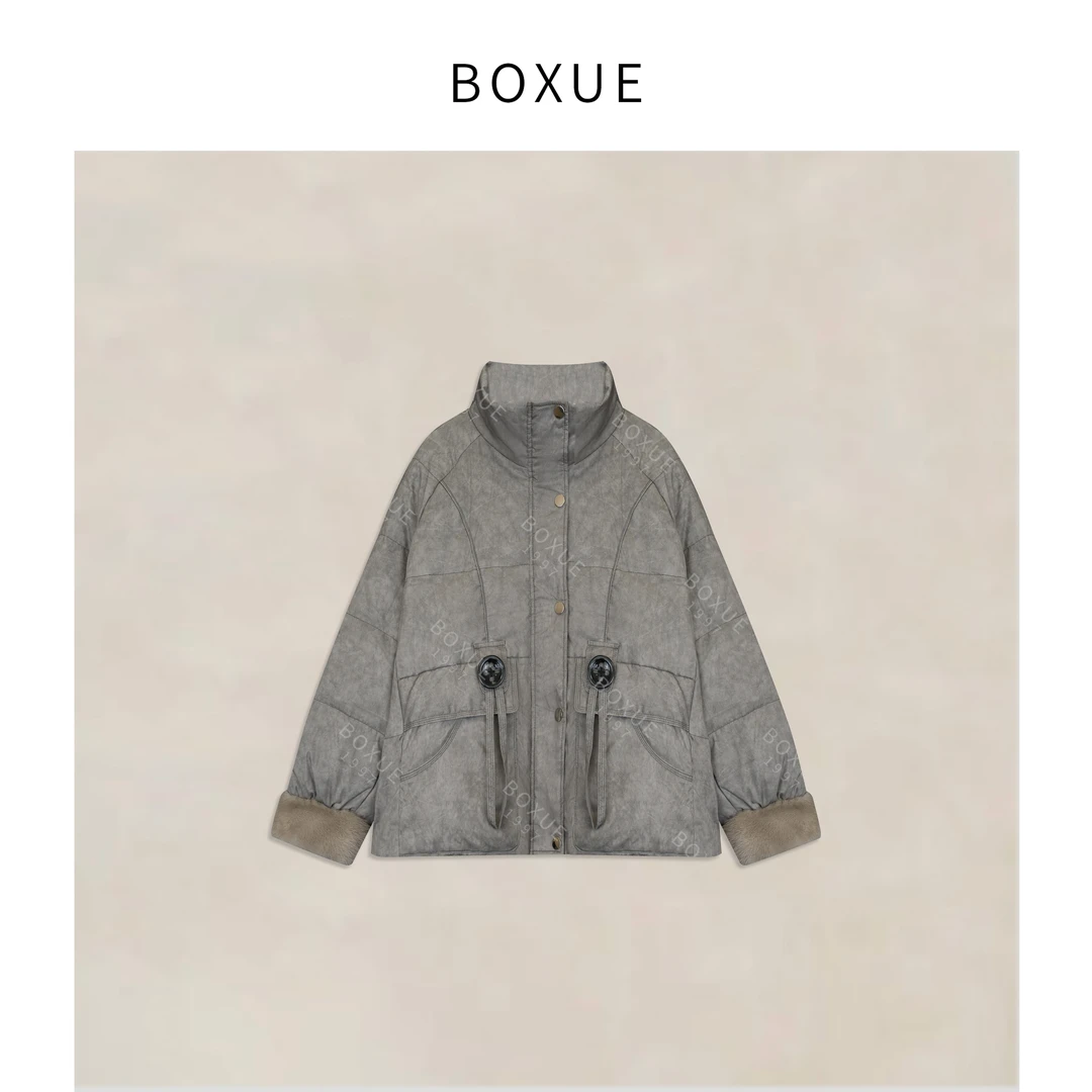 BOXUE“南港”2025秋冬水貂毛90鹅绒羽绒服外套#251004YR5457