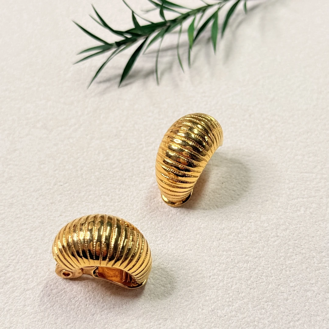 铜合金耳饰 【六六中古】孤品复古耳夹ty2200