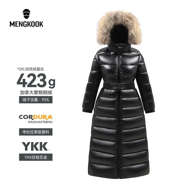 加拿大奢鹅95鹅绒收腰长款显瘦考杜拉面料经典羽绒服856