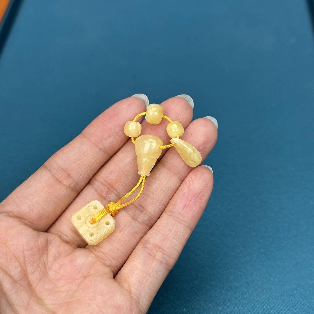 Y4335天然原矿蜜蜡 蜜蜡三通配饰 6.2mm抖音基地质检发货