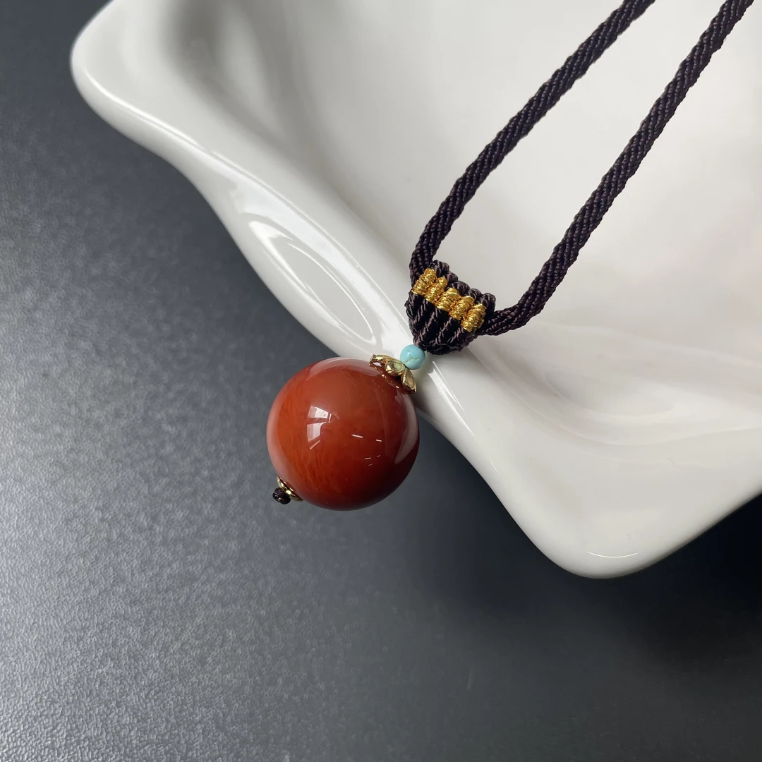 南红玛瑙圆珠约17-18mm大龙珠项链