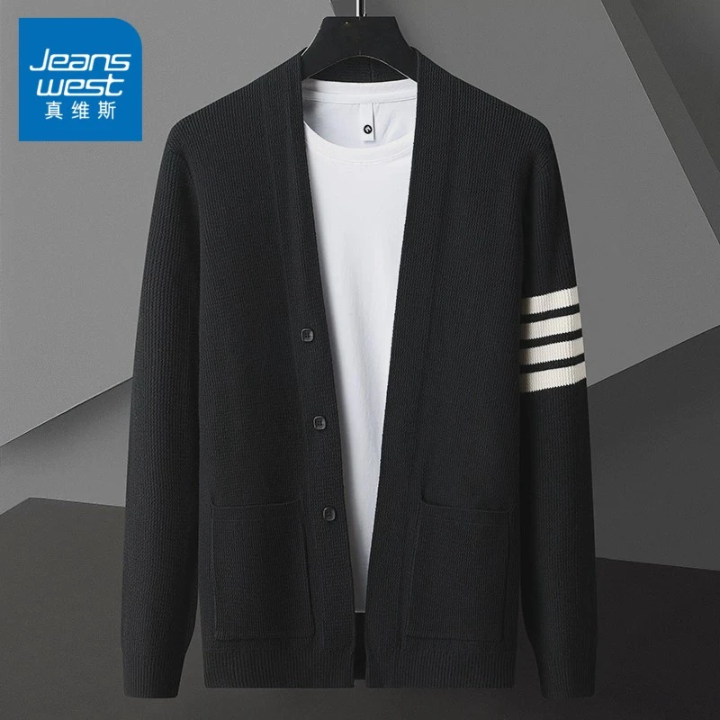 真维斯潮牌针织开衫外套男春秋韩版修身外穿上衣新款男士针织衫毛