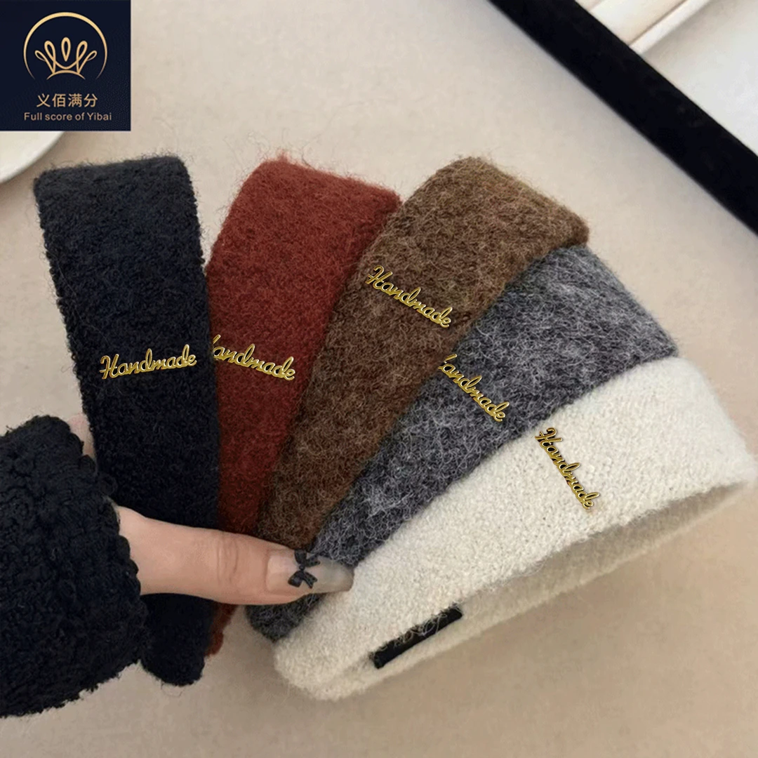 义佰满分秋冬宽版毛呢金标发箍女2025新款压发洗脸发卡高级感头箍