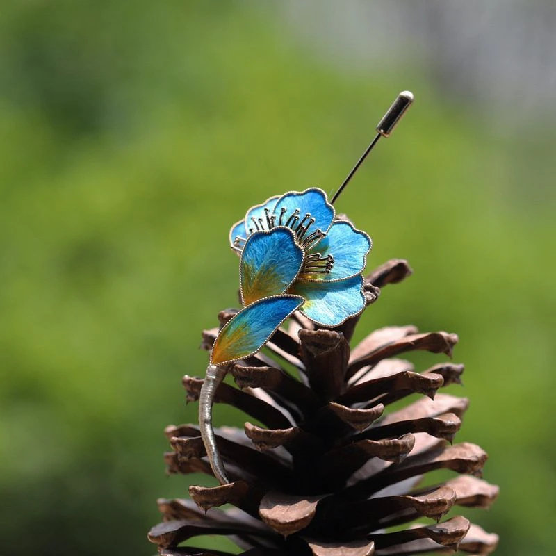 锌合金羽毛胸针 丨牡丹胸针丨国风原创手工新中式非遗缠丝绒花胸