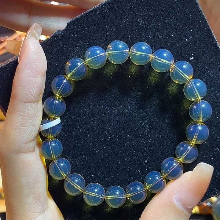 蓝珀未镶嵌珠宝奇石墨西哥蓝珀手串9