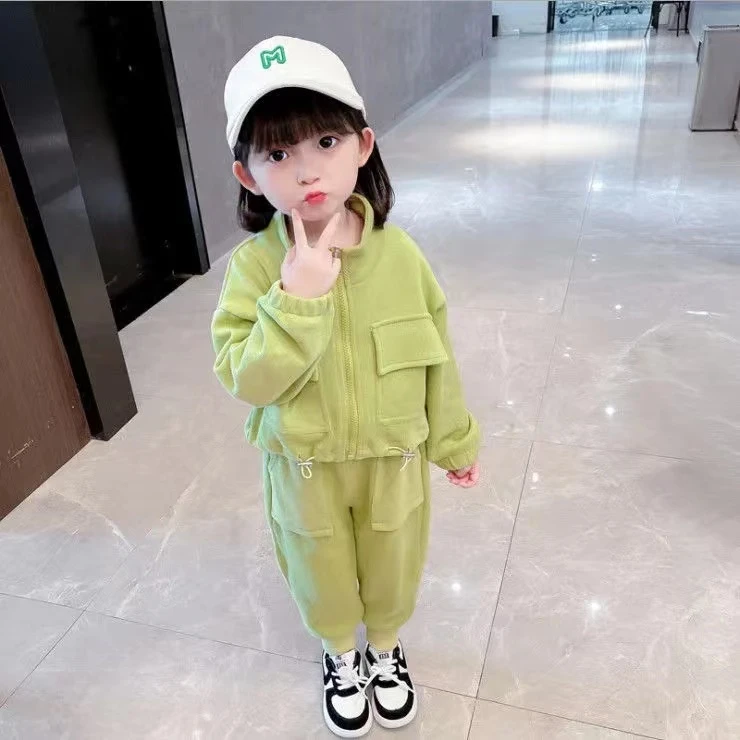 童装套装女春秋2025儿童网红工装裤女童外套两件套宝宝小童运动套