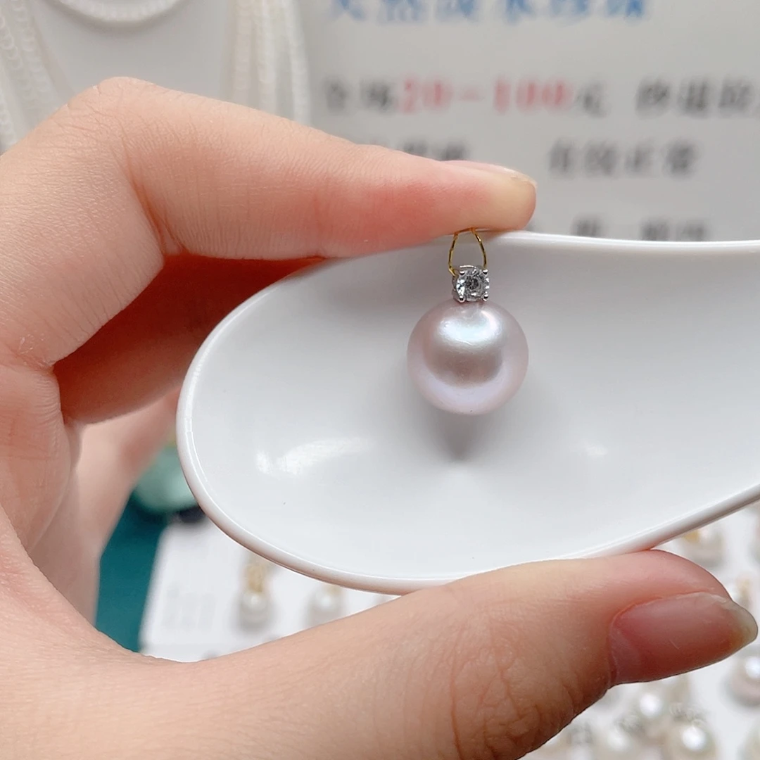 吊坠(不含链)银S925镶嵌淡水珍珠