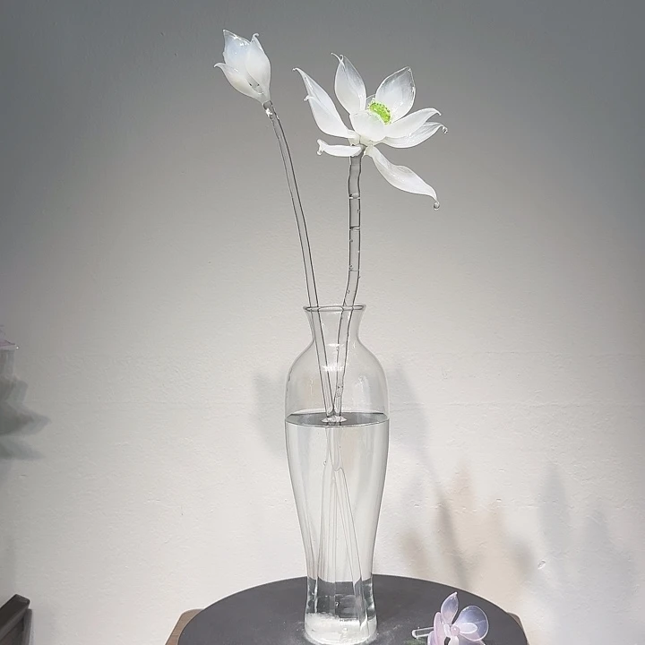 手工艺品琉璃白莲花非遗纯手工制作琉璃花