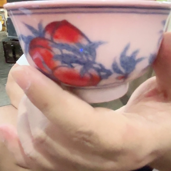 摆件景德镇高温陶瓷红希碗