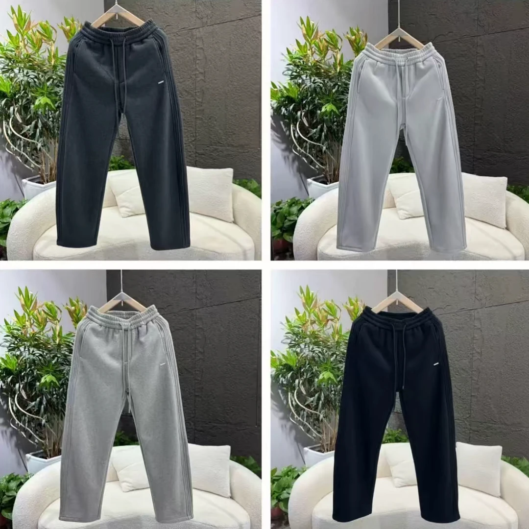 冬季新款加绒保暖休闲裤男重磅奥粒绒时尚百搭长裤简约高档直筒裤