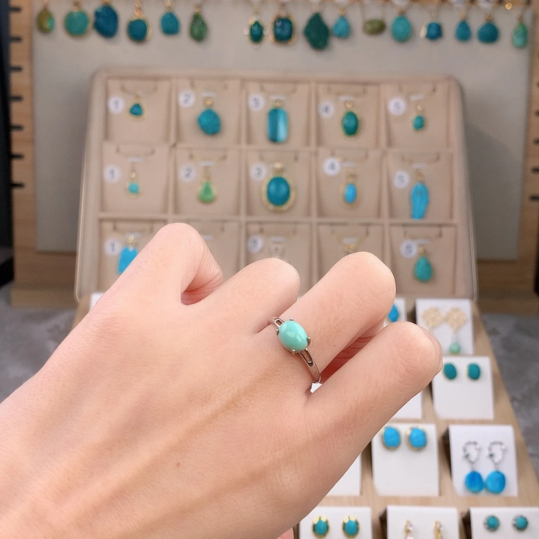 绿松石银S925镶嵌戒指