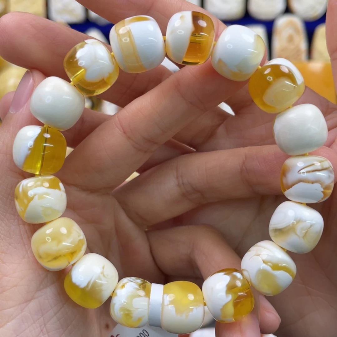 蜜蜡裸石未镶嵌琥珀蜜蜡手串卡13mm