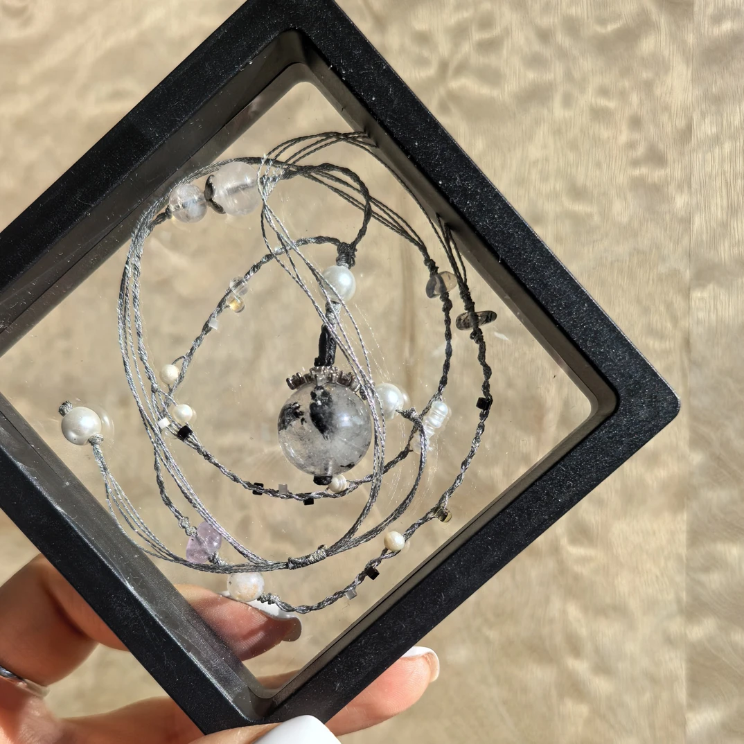 非金属布艺项链 巨无霸闪灵球手编项链