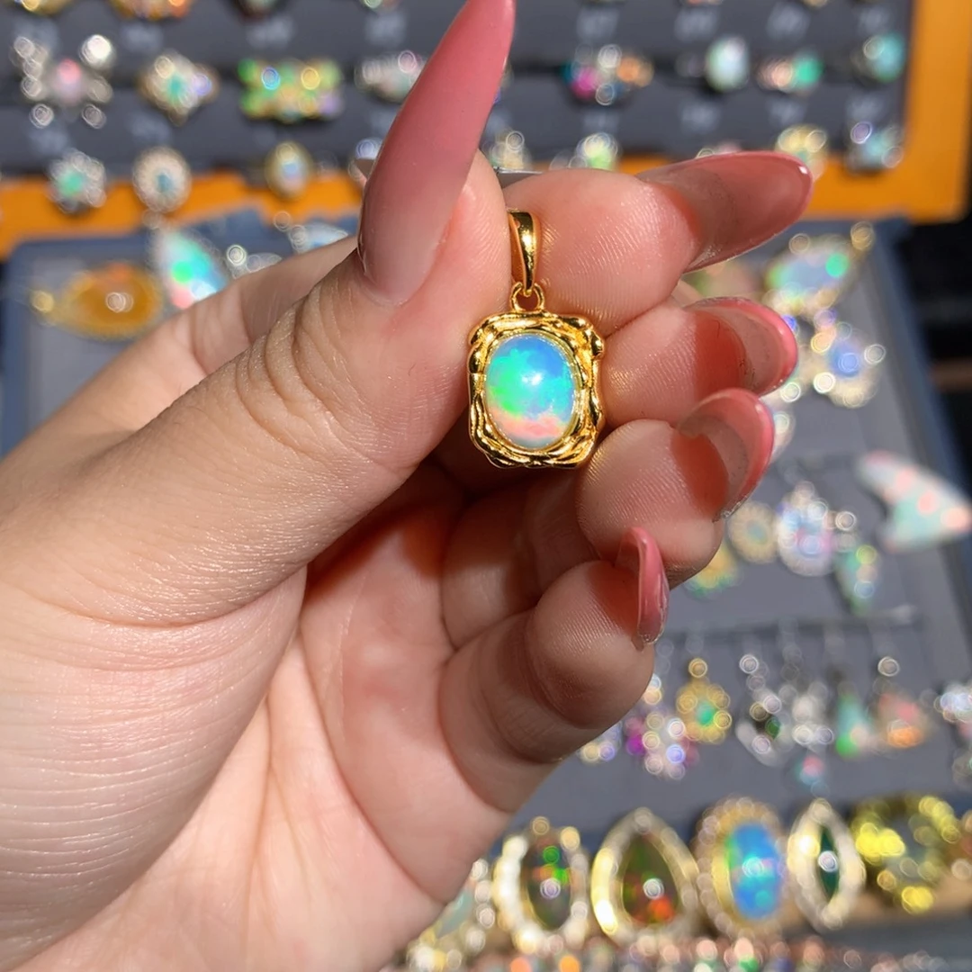 银S925镶嵌欧泊欧泊吊坠l