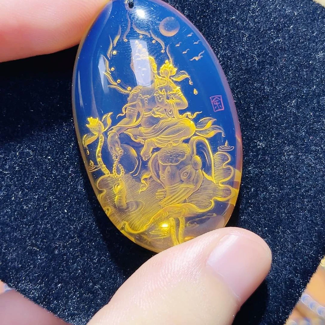 蓝珀未镶嵌珠宝奇石531普贤菩萨