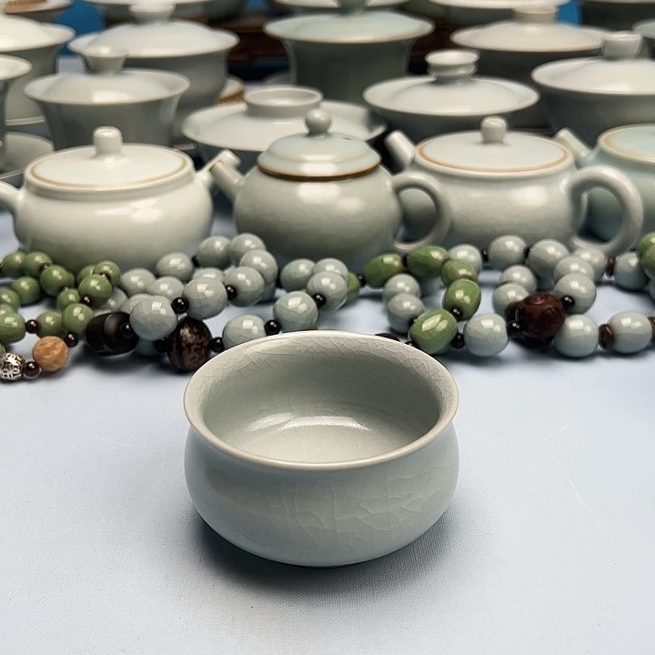 杯仿古月白釉卧佛杯原矿原釉原产地