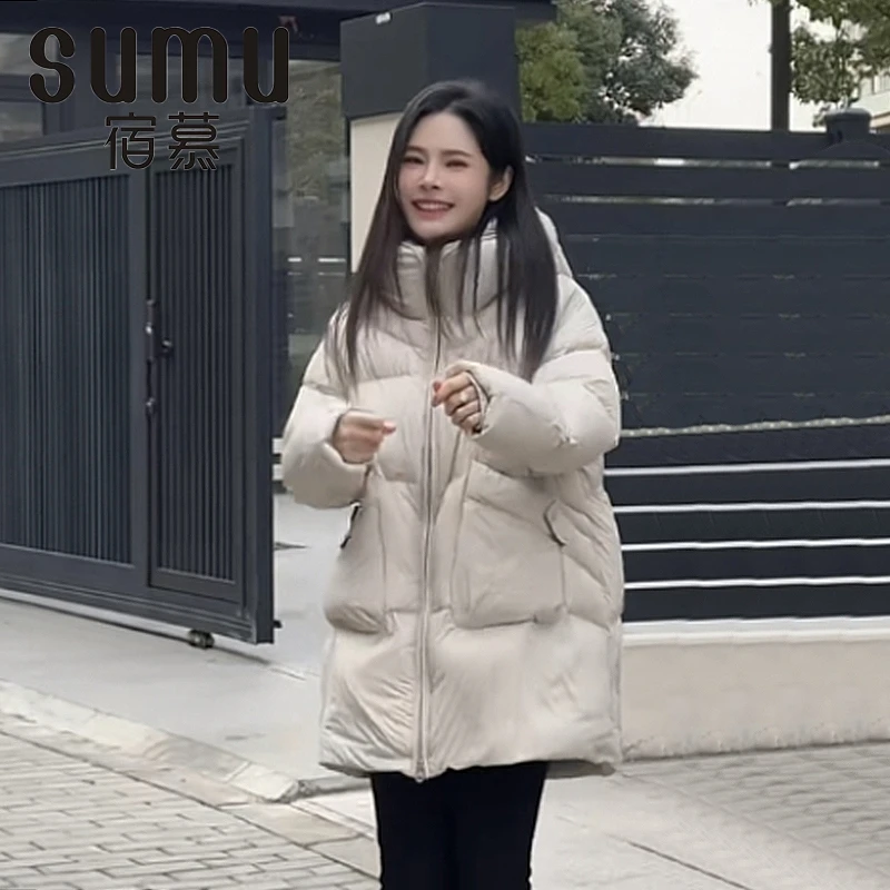 宿慕女款纯色连帽羽绒服冬季新款时尚羽绒服M00066小雨女装洋气
