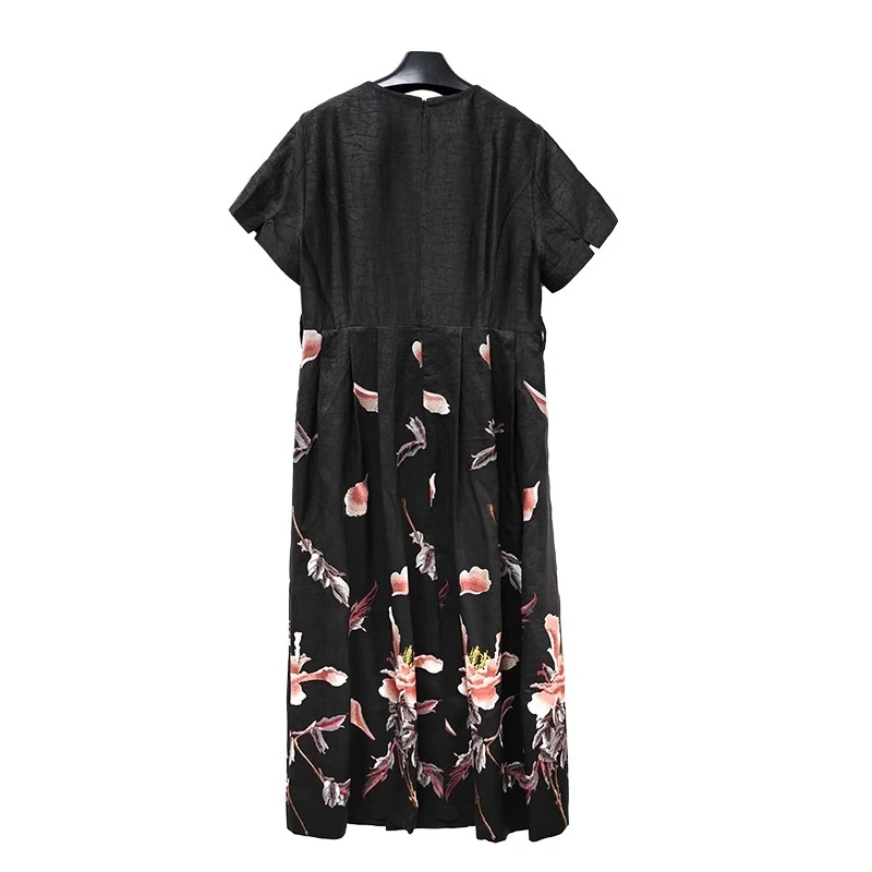 【娇娇美娇】娑尔香云纱绣花落叶连衣裙SI4LB03441