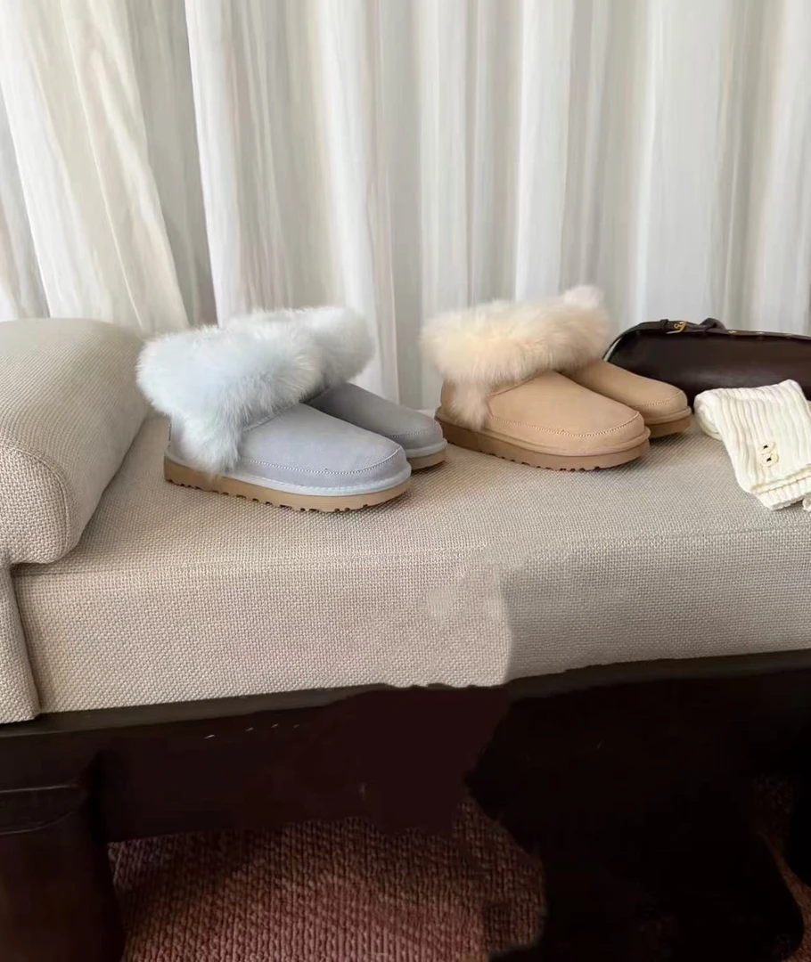 招财家甄选平底 雪地靴秋冬氛围感  蒂茨库特长毛靴