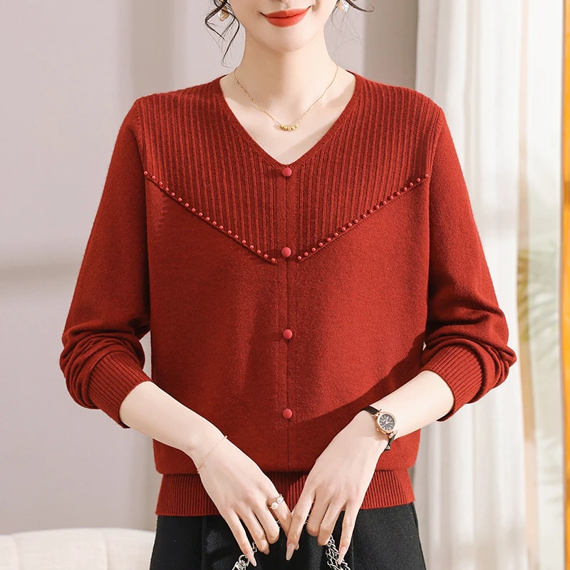 2025新款春款时尚妈妈装针织百搭上衣毛衫气质