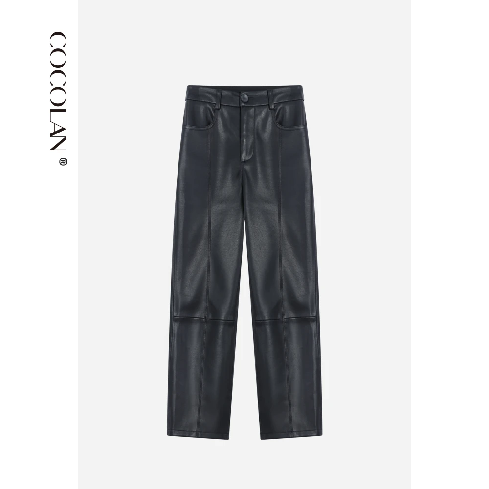 COCOLAN【范西】秋冬新款女九分休闲裤皮裤CL6K052