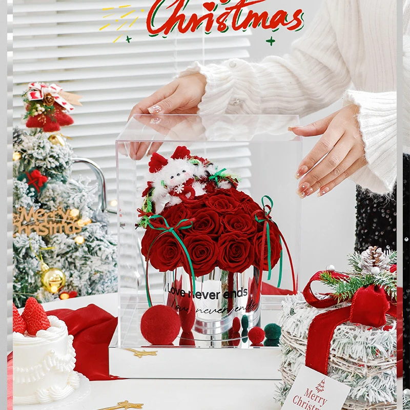 永生花花束礼盒送女朋友的生日礼物女生走心礼品玫瑰花抱抱桶花桶