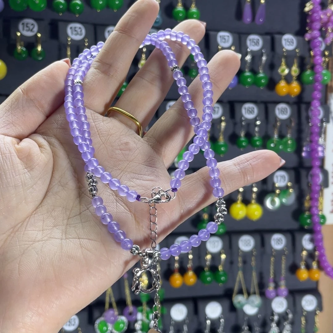 银S925镶嵌翡翠耳饰银色小米珠万能