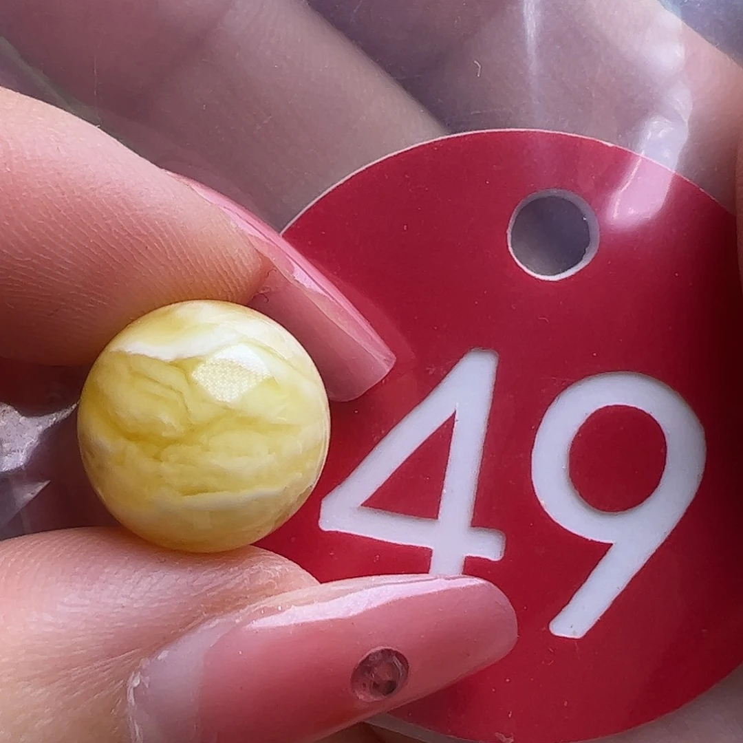 蜜蜡未镶嵌珠宝奇石微花粉12mm金瓷白虎皮圆珠