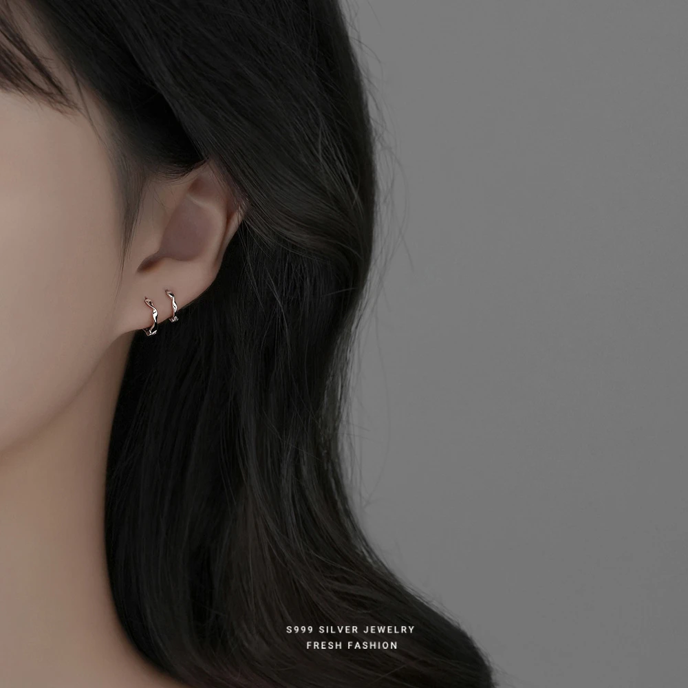 足银耳饰 纯银耳环女足银纯银耳饰耳钉素圈百搭养耳洞小件饰品