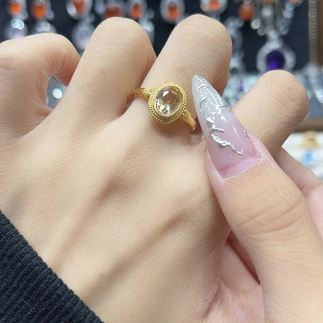 银S925镶嵌岫玉戒指