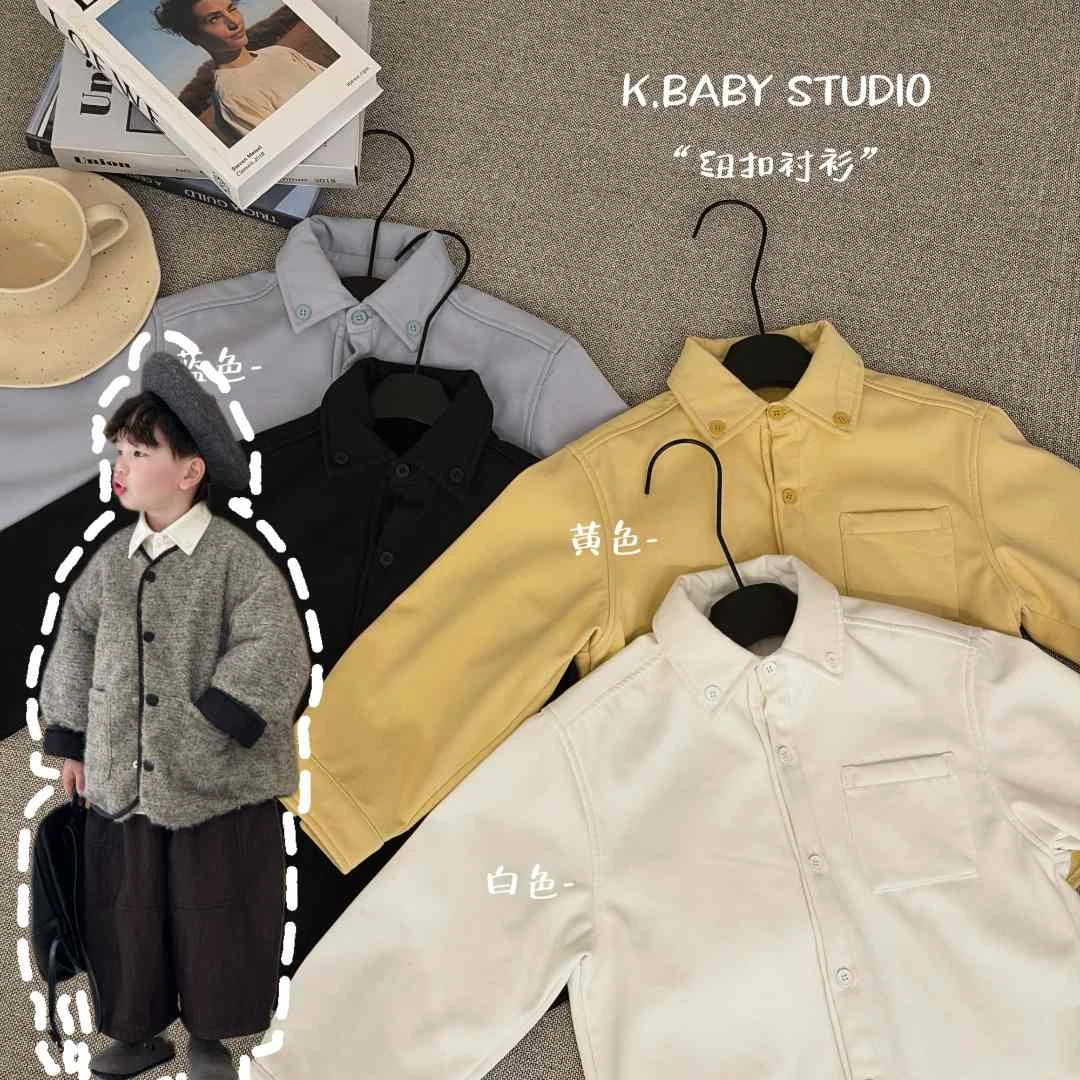 K.baby【冬日•色彩】加绒衬衫必备单品 冬季新款儿童韩版绒衫9347