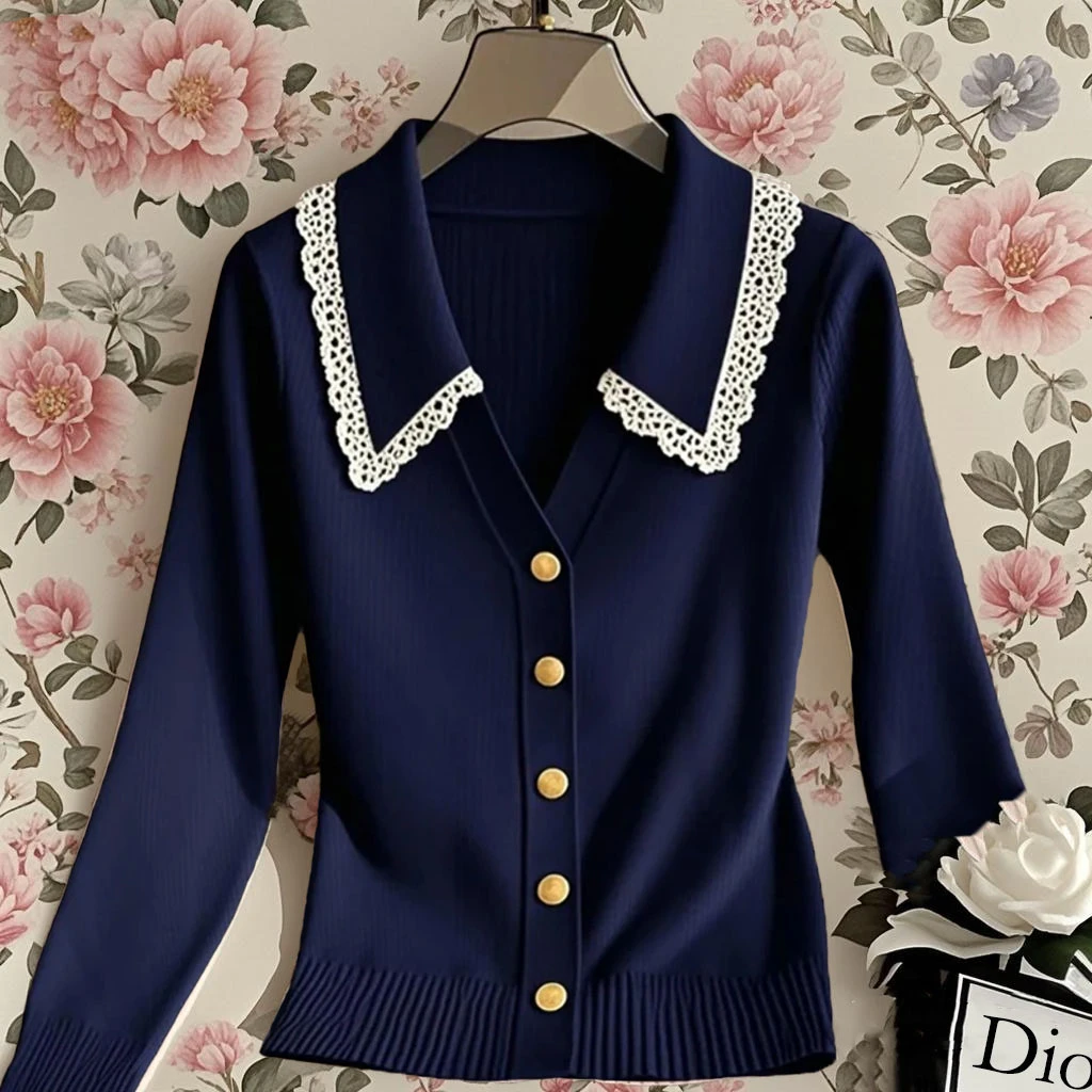 2025秋新款韩版ins洋气慵懒风高级时尚气质长袖上衣显瘦毛针织衫