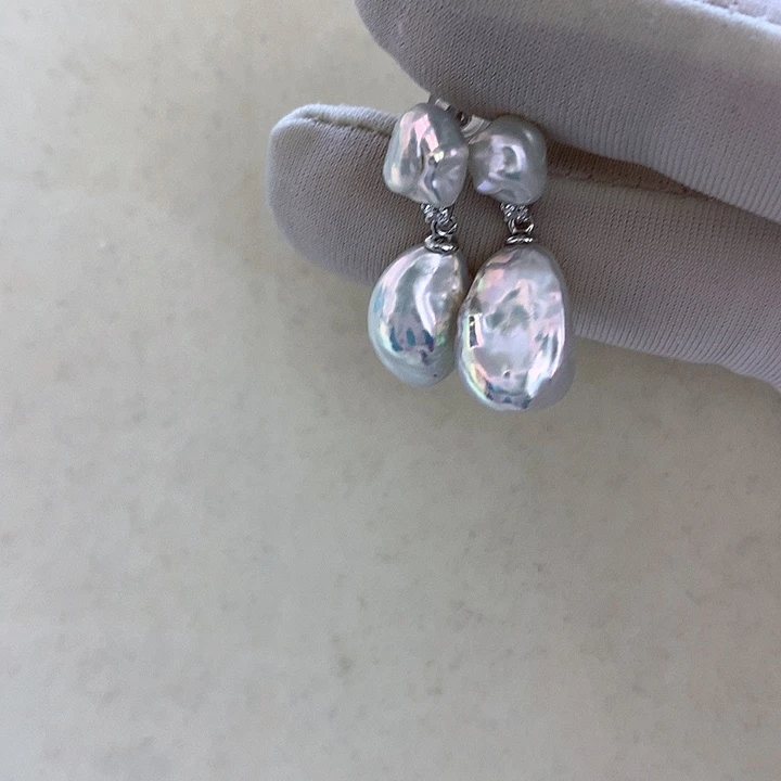 淡水珍珠耳饰银S925镶嵌