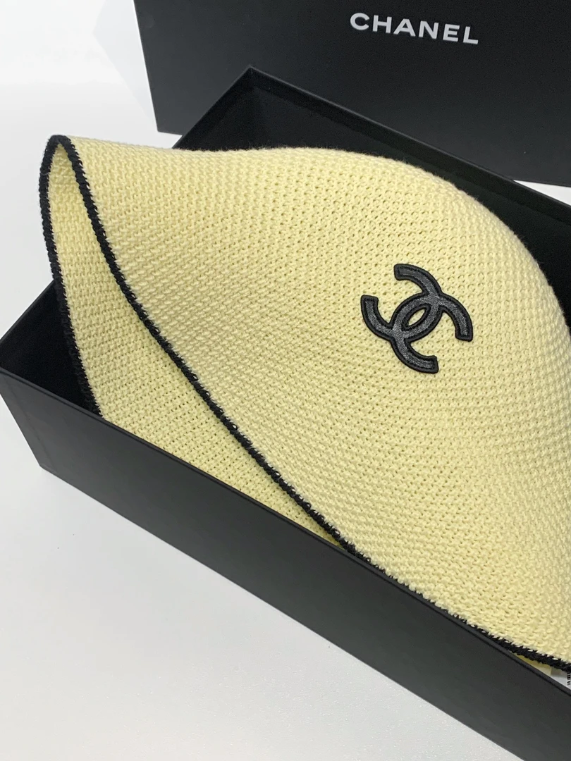 全新未使用 Chanel/香奈儿 HIHI/25C双C黄色针织帽/10835243