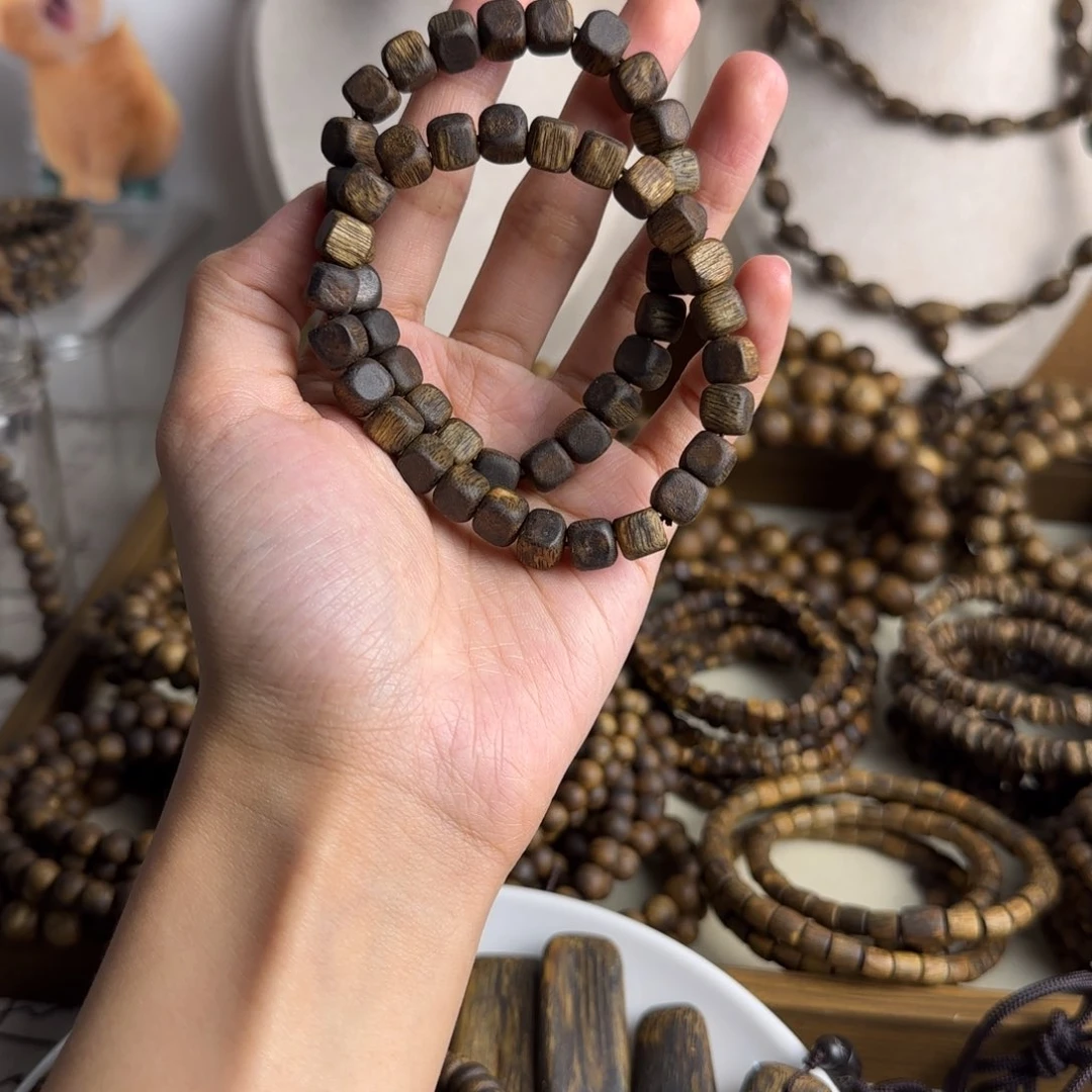 沉香碎屑沉香奇楠沉香卡8规格方糖珠6g+发一条