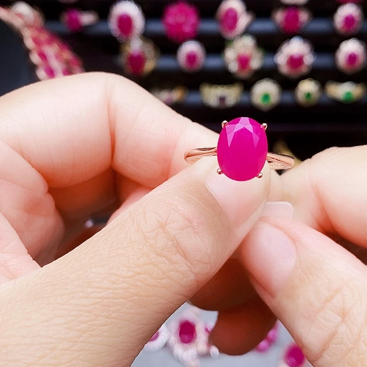 红宝石戒指银S925镶嵌