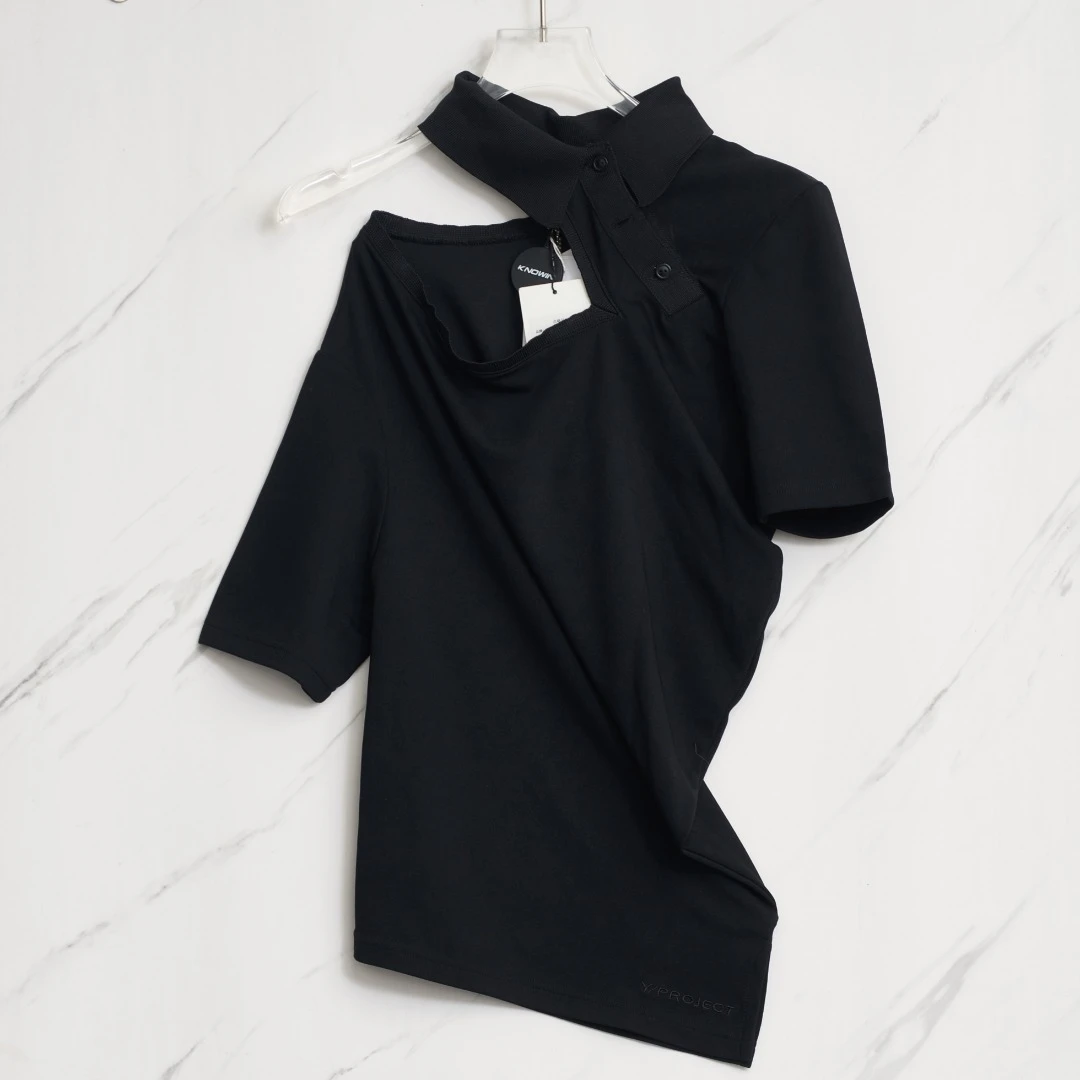 全新未使用/Y/Projec女士不规则针织polo衫YTGU00003