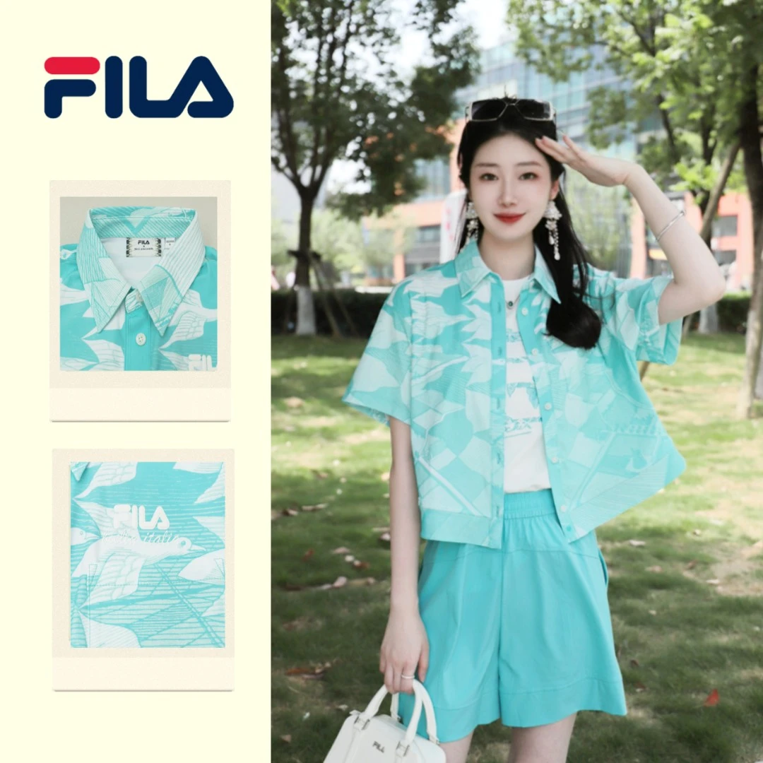 【夏日穿搭】斐乐女装休闲设计感短袖轻薄衬衫外套上衣F11W538402F