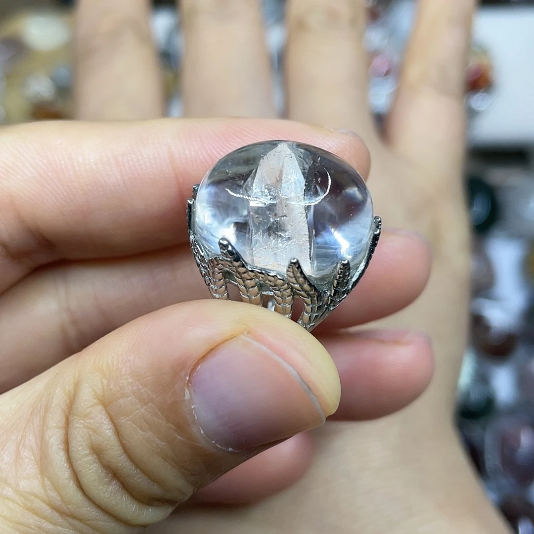 【闪购商品】银S925镶嵌珠宝半成品水晶戒指