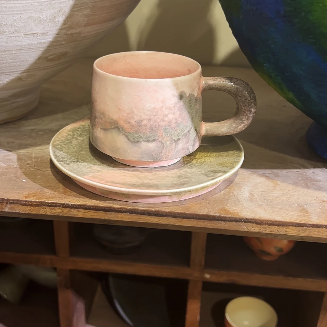 幸***福瓶粉色咖啡杯一套陶瓷