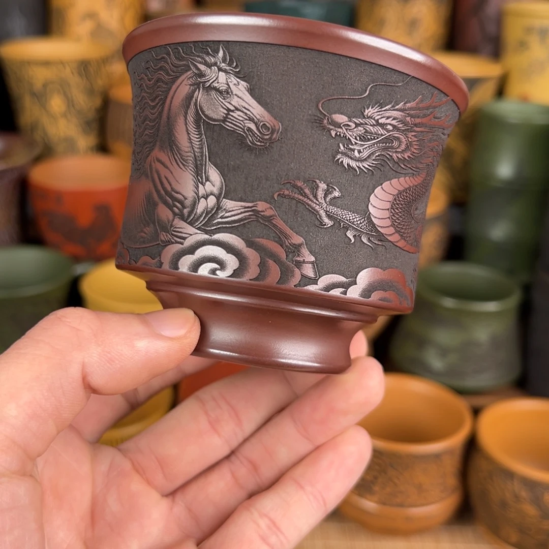 紫砂茶杯宜兴原矿紫砂杯