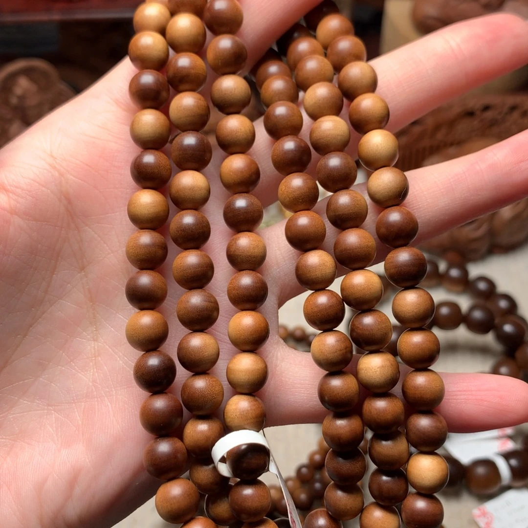檀香木手串/手链老山檀香0.8焦糖黑肉沉水檀香王