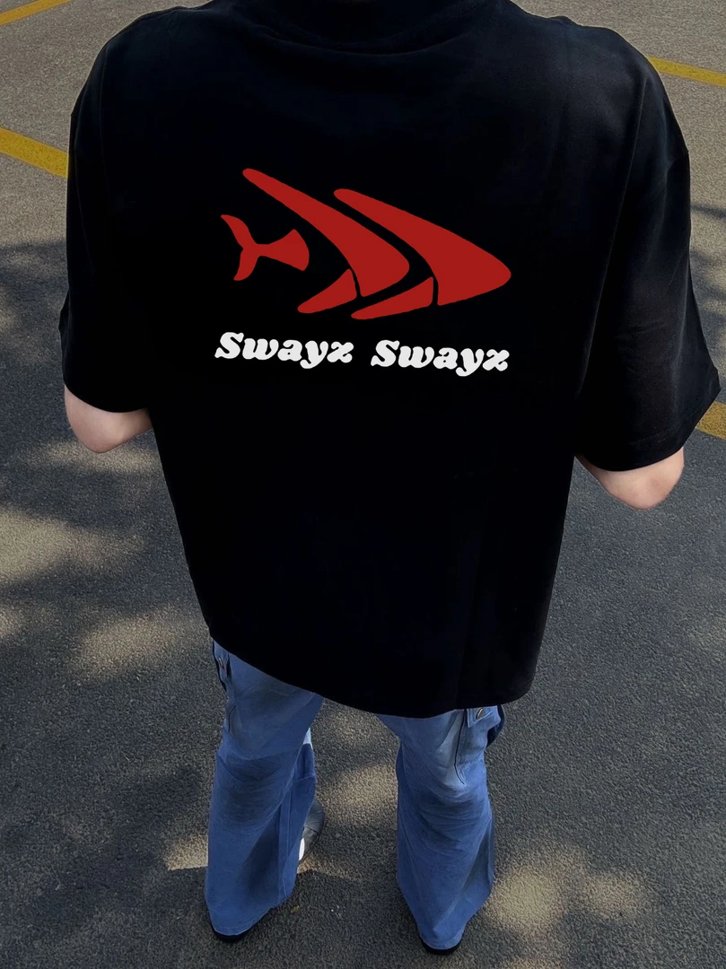 美式复古高街鱼骨温印花纯棉短袖重磅T恤上衣宽松百搭休闲男款