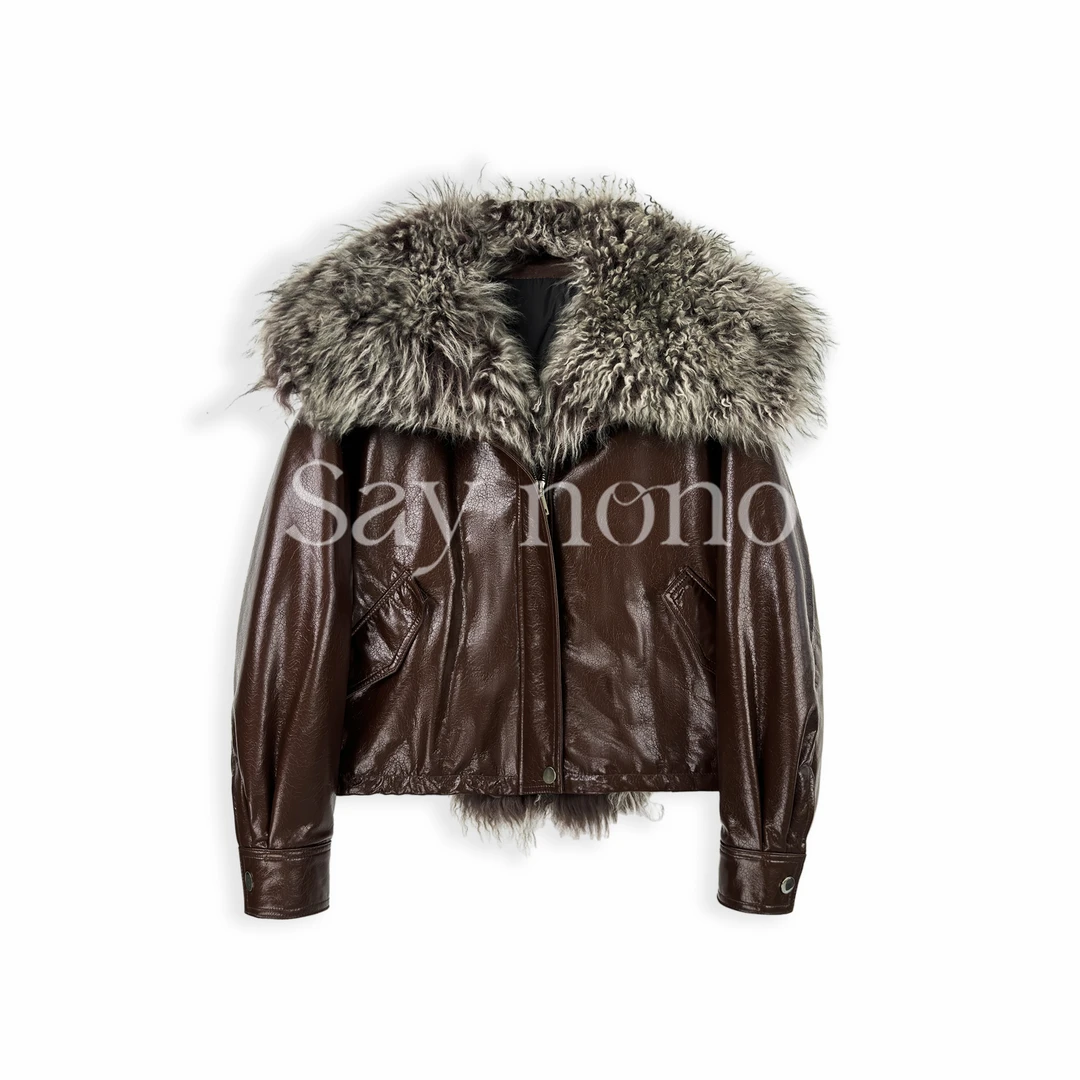 懒猫nono│Saynono 港风复古松弛感羊毛毛领皮羽绒外套 GG1929AY