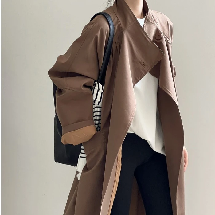 一粒扣休闲风衣外套女老钱风松弛感女装贵气复古网红洋气炸街女装