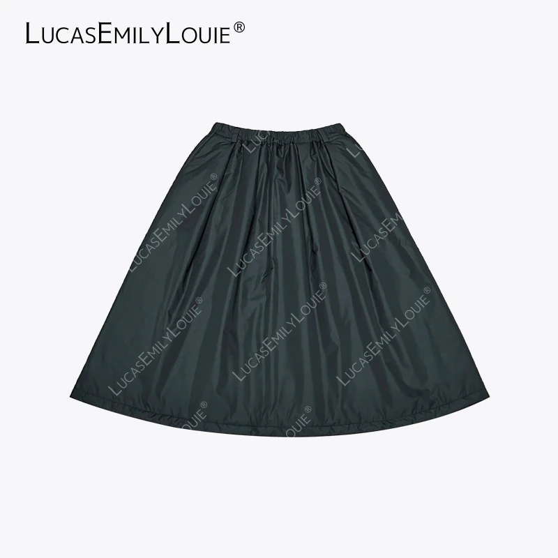 LUCASEMILYLOUIE 极简休闲通勤百搭中长款A字夹棉伞裙2411122